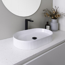 Pill 580mm Fluted Above Counter Ceramic Basin
